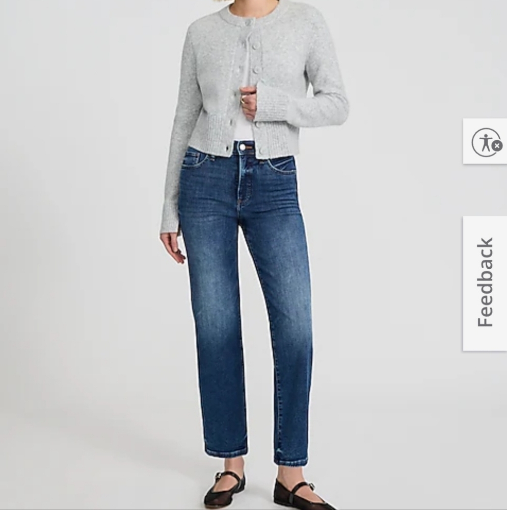 Express High Waisted Medium Wash Straight Jeans